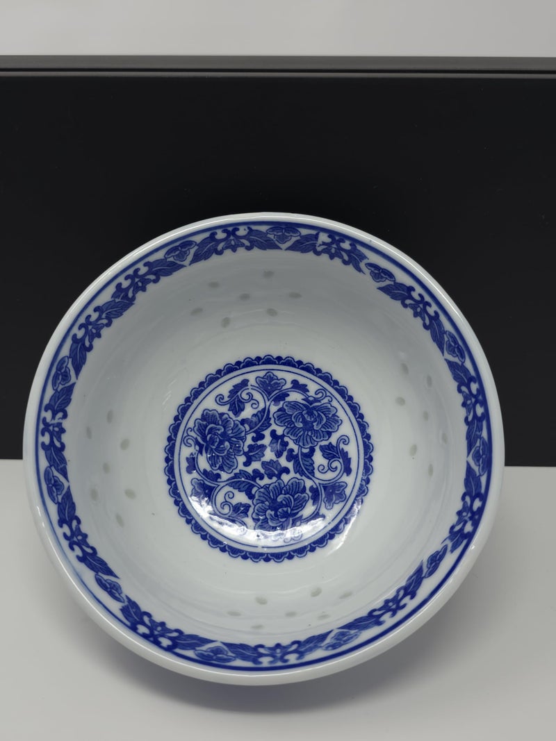 Festcool 10 Pcs Fine Porcelain Blue and White Rice Pattern Bowls, Cereal Bowls, Rice Bowls with Free 10 Porcelain Spoons Jingdezhen China - Image 2